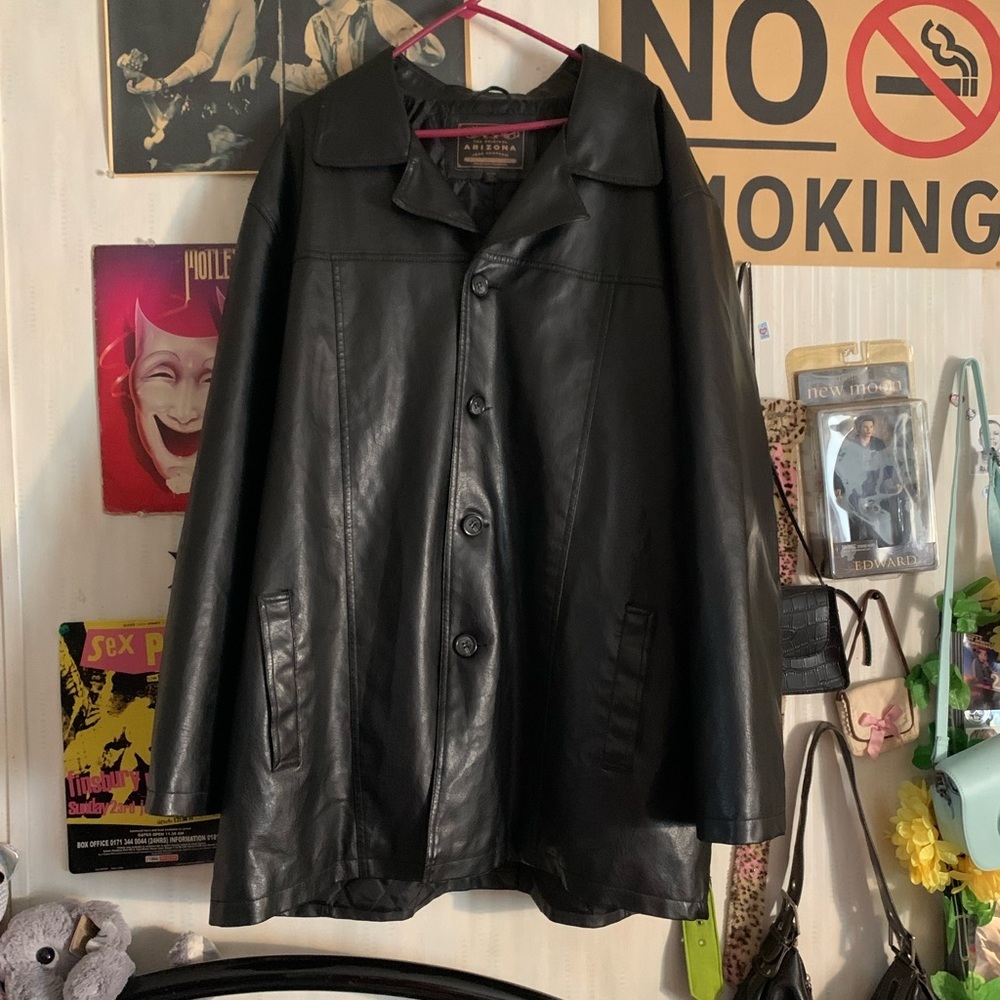 Arizona Jeans Black Faux Leather CarCoat